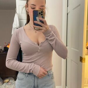 Free People Dusty Pink Long Sleeve Top